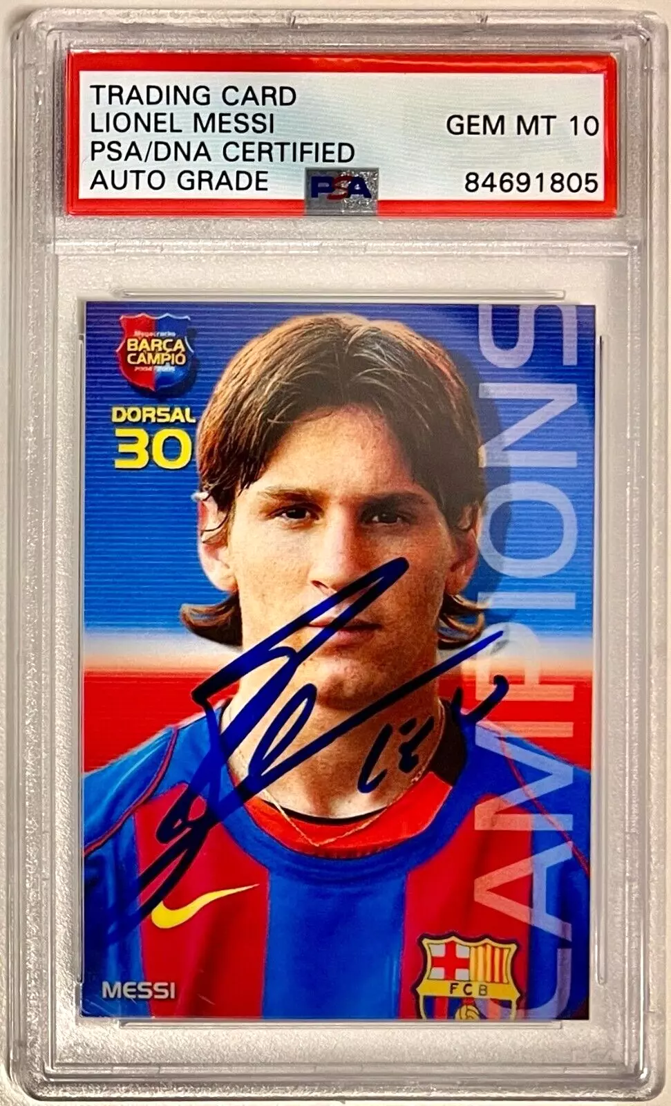 Lionel Messi Firmado #35 Megacracks Novato Barça PSA/DNA Gema 10 - Tarjeta Coleccionista 2004